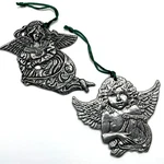 2 Vintage 1994 Carson Pewter Angel Christmas Tree Ornaments. Fixed Price $12.00.