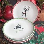 Boston Warehouse Christmas Reindeer Run Dessert Appetizer Plates Set 4 2009. Fixed Price $15.00.