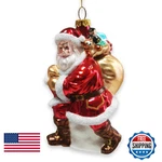 Ornamentallyyou Holly Jolly Santa Claus Gift Bag And Toys Blown Glass Christmas. Fixed Price $35.62.