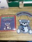 Beary Merry Christmas Greeting Vintage Teddy Hanging Wooden Door Plaque. Fixed Price $14.00.