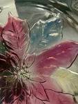 Vintage Christmas Poinsettia Tinted Glass Serving Platter 13.5" Original Box. Fixed Price $16.00.
