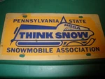 Plastic License Plate Pennsylvania State Snowmobile Association Pssa Think. Fixed Price $22.49.