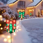 Northlight Set Of 3 Lighted Holographic Christmas Gift Box Pathway Markers 4.75'. Fixed Price $35.27.