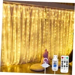 600LED Curtain Lights For Bedroom, 19.6FT X Silver Copper Wire Warm White. Fixed Price $23.02.