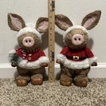 New Sisal Fiber Santa & Mrs. Claus, Pig Christmas 2024 Rustic Farm Decor. Fixed Price $29.99.
