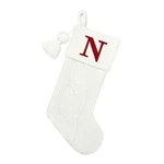 Letter Cable Knit Monogram Stocking St. Nicholas Square 21" Xmas Holiday White. Fixed Price $29.99.