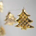 10 Warm White Led Golden Metal Christmas Tree String Lights Battery Powered. Fixed Price $12.97.
