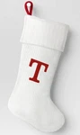 New Wondershop Initial Monogram Knit 19" Christmas Stocking White Letter. Fixed Price $17.99.