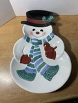 Hallmark Snowman Candy Dish Plate American Design Shaped Christmas 12". Fixed Price $9.00.