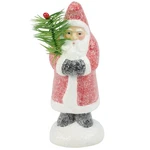 Frosty Red Belsnickle Santa Figurine With Greenery, Glitter, 6" Tall, Pbk, Nwt. Fixed Price $16.89.