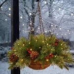 National Tree Company Pre-lit Feel Real Artificial Christmas Hanging Basket 20IN. Fixed Price $40.00.