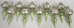Raz Imports Finial Green/silver Glass Christmas Ornament Lot Of 10 8.5" Tall. Fixed Price $100.00.
