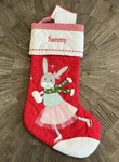 Pottery Barn Kids Skating Bunny Red Quilted Christmas Stocking Mono Sammy. Fixed Price $19.99.