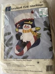 Christmas Stocking Kit New Hobby Craft #9218 Snowman On Candy Cane Felt/sequins. Fixed Price $15.90.