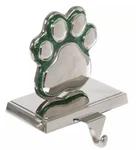 Pet Paw Print Christmas Stocking Holder Silver/green Metal Hanger Dog Cat. Fixed Price $9.49.