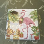 Caspari Paper Napkins Square Christmas Flamingo With Santa Hat. Fixed Price $7.00.