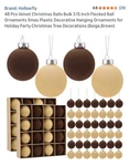 48 Pcs Velvet Christmas Balls Bulk 3.15 Inch Flocked Ornaments Xmas Plas.... Fixed Price $26.00.