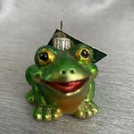 Old World Christmas Sitting Bull Frog Glass Ornament Green Glitter Owc. Fixed Price $10.00.