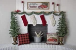 Kate 8 10 Ft Christmas Fireplace Plaid & Red Truck Fabric Backdrop-excellent. Fixed Price $64.99.