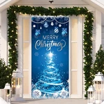 Gisgfim Christmas Door Cover 78.74 X 35.43 Inches, Blue, Silver. Fixed Price $14.75.