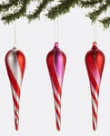 Christmas Ornament Glass Drop Swirl Pink Red Silver Enesco (sold Individually). Fixed Price $10.99.