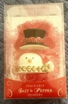Grasslands Road Stackable Snowman Top Hat Salt & Pepper Stoneware Shaker Set. Fixed Price $11.95.