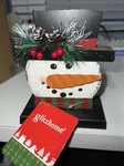 Glitzhome 6.50" Wooden Snowman Head Stocking Holder (CB9). Fixed Price $23.99.