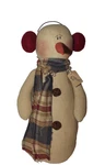 Honey & Me Fabric Snowman Elton 15" Teastain Jinglebell Buttons Ear Muffs Scarf. Fixed Price $44.97.