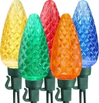 Colored Christmas Lights, 33FT 50 Led C9 Faceted Outdoor 120V. Fixed Price $32.19.