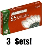(3) Holiday Wonderland 925C-88 Ct C9 Clear Christmas Light Sets. Fixed Price $75.90.