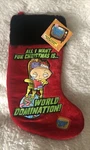 2006 Family Guy Stewie World Domination Funny Christmas Stocking Kurt Adler 15". Fixed Price $22.99.