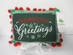 Evergreen "season's Greetings" Mini Throw Pillow Pom-poms 7.5" X 6" Christmas. Fixed Price $14.95.