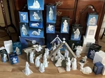 Avon Nativity 21 +2 Porcelain Figurines Christmas Set White Bisque Boxes 1980. Fixed Price $238.00.