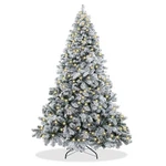 7.5 Foot Pre-lit Artificial Holiday Christmas Tree Stand Snow-flocked Pine. Fixed Price $143.95.