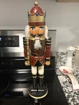 Hand-painted Large Wooden Red Gold Nutcracker Christmas Decor Soldier. Fixed Price $15.00.