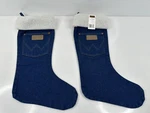 Wrangler Jeans Denim Stocking Pair Blue Christmas Holiday White Htf. Fixed Price $34.99.