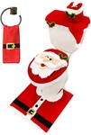 5 Pieces Christmas Theme Bathroom Decoration Set W/toilet Seat Cover, Rugs, Tank. Fixed Price $41.99.