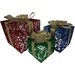 Northlight 3 Lighted Red Blue Green Gift Boxes Christmas Decorations 9.75". Fixed Price $100.49.