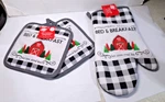 Christmas Pot Set 3PC North Pole Bed & Breakfast (2 1 Oven Mitt). Fixed Price $5.20.