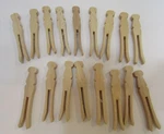 17 Old 1940'S Solid Wood 2.5" Clip On Line Vintage Child's Doll Clothespins. Fixed Price $20.00.
