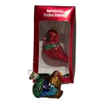Old World Christmas Blown Glass Ornament Rooster & House Cardinal Bird. Fixed Price $12.99.