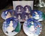 Oneida Snow Pals Christmas Stoneware Salad Dessert Plates Set Of 4 Nob. Fixed Price $15.99.