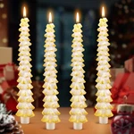 Ceoighe 4 Pack 10 Christmas Tree Candles, Inch, White With Gold Trim. Fixed Price $29.60.