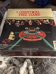 Vintage 1985 Ideal Christmas Tree Stand Green Red For 7FT 4.5 Metal 95-4464. Fixed Price $12.00.
