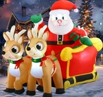 Joiedomi Christmas Inflatable Santa On Sleigh With 2 Reindeer,. Fixed Price $49.99.
