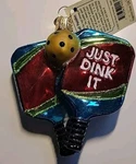 Old World Christmas Pickleball Paddles Blown Glass Ornament 44235. Fixed Price $17.79.