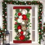 Christmas Decorations Balls Floral Door Cover Banner Xmas Gift 70.9 35.4''. Fixed Price $26.38.