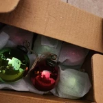 New S/6 Pottery Barn Mercury Glass Ball Red Green Christmas Tree Ornaments. Fixed Price $59.50.