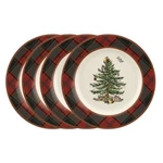 Spode Christmas Tree Tartan 7.75" Salad Plate, Set Of 4 -dishwasher Safe. Fixed Price $76.00.
