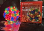 Ge Holiday Classics 100 Lights Super Sphere 6" Multicolor Starburst Reflectors. Fixed Price $29.99.